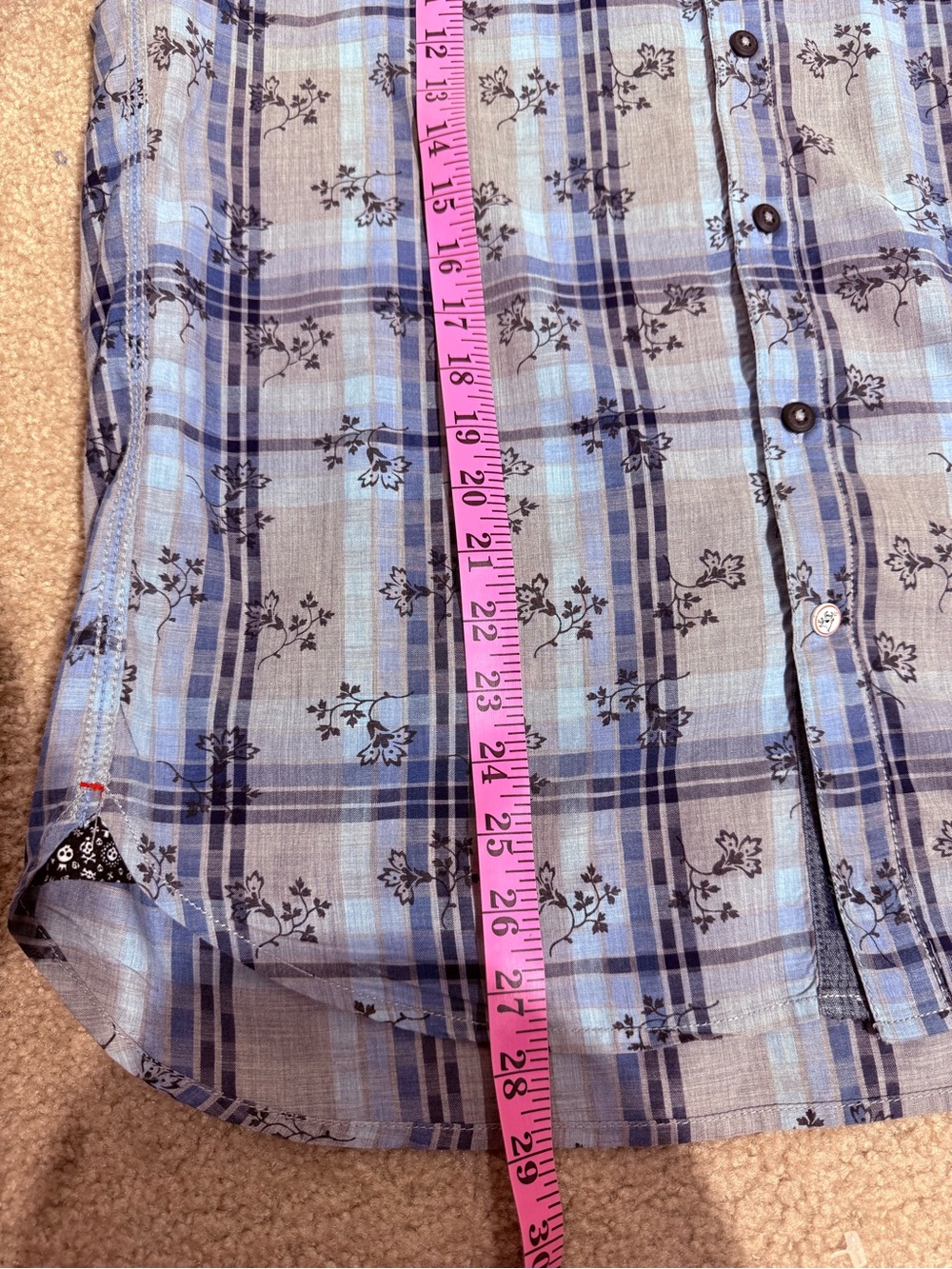 Robert Graham Long Sleeve Button Down Shirt Mens M Blue Floral Plaid - Picture 7 of 9